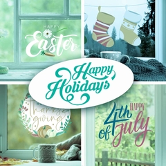 Happy Holidays window decors