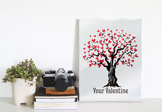 romantic decorating ideas for Valentine's day with a tree image print