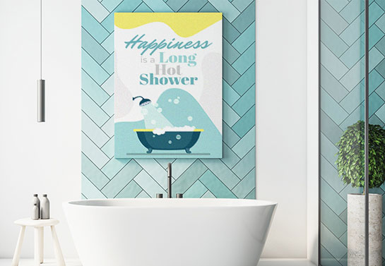bathroom canvas decor idea with a funny quote