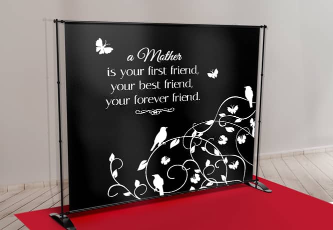 Mother's Day banner printed with black and white elegant graphics