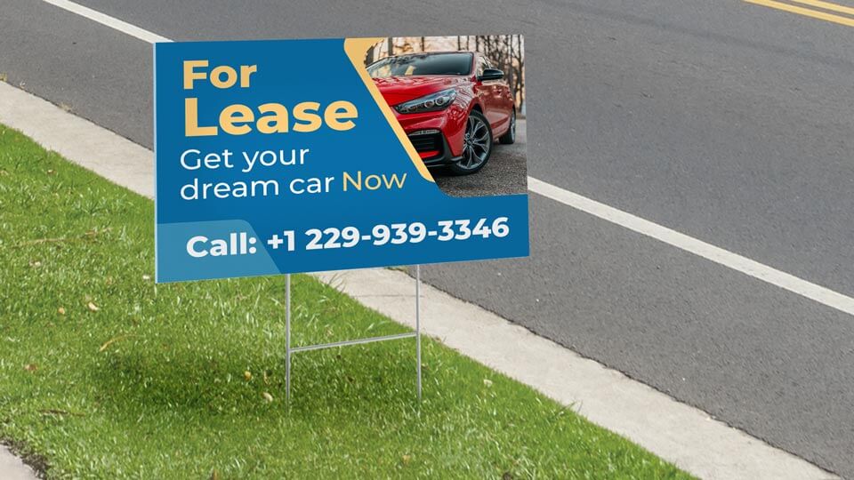 Car For Lease sign with contact phone number