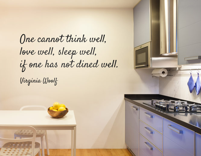 entertaining modern dining room wall art with a quote displayed at the table