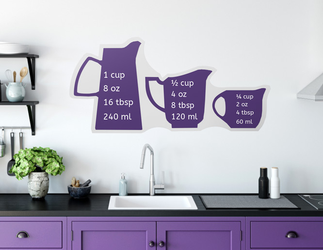 Measurement units kitchen wall decals with graphical and textual elements” style=