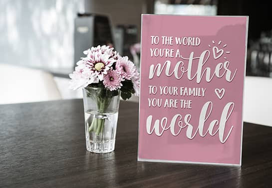Cute mother's day sign in pink color with touching words