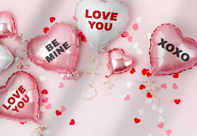 DIY Valentine decoration with stickers adhered to balloons