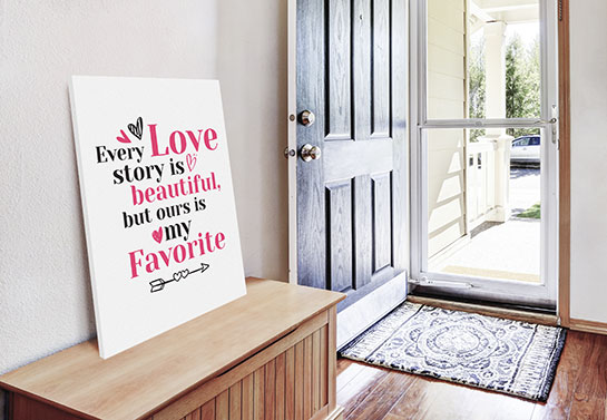 Valentine door decoration idea with quote