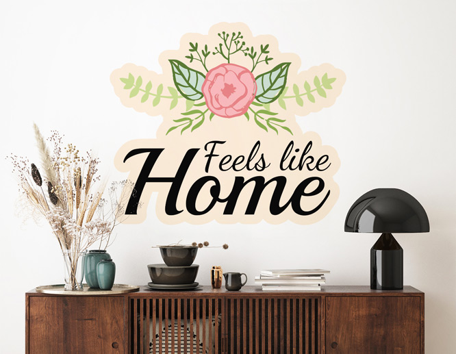 "Feels like home" home wall decal for the living room