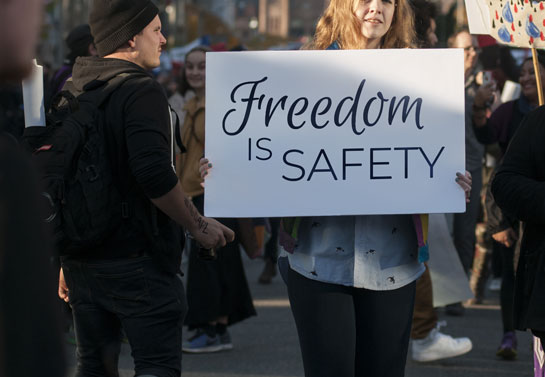 freedom quote on a protest sign