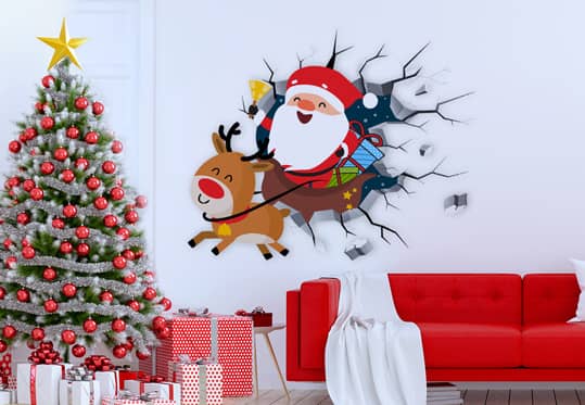 Three-dimensional Christmas wall sign installed in the living-room