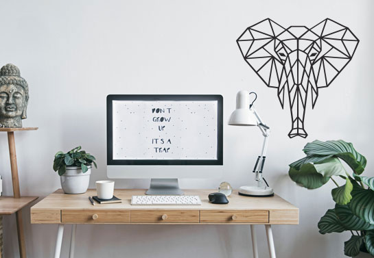 geometric elephant wall decal simple home office decorating idea