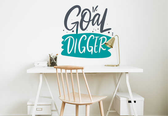 home office decor theme with motivational quote