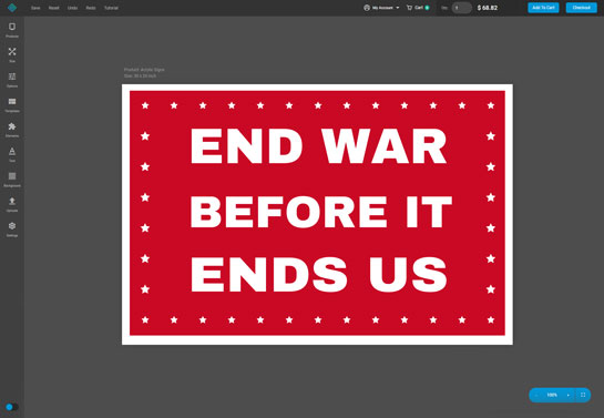 Screenshot showing how to make a protest sign with online design tool