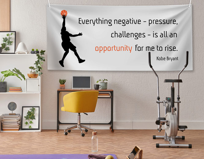 Large inspirational wall art with the quotes of Kobe Bryant for the workout room