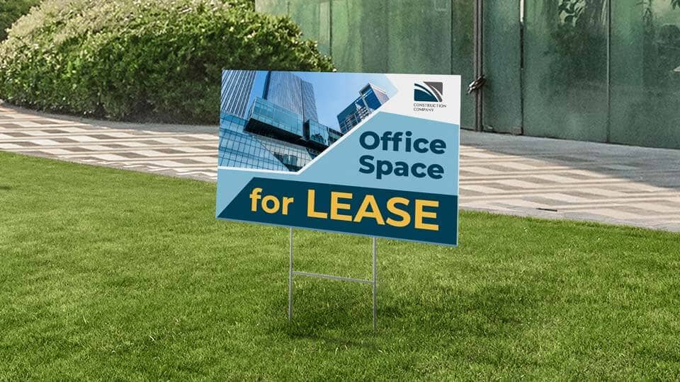 Office Space For Lease sign with the company's logo