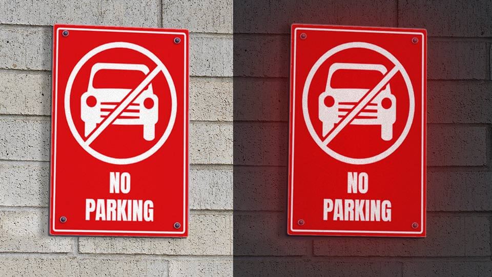 Reflective aluminum signs day and night visibility difference