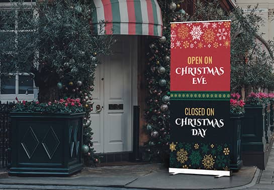 closed for Christmas banner for a restaurant front area decoration
