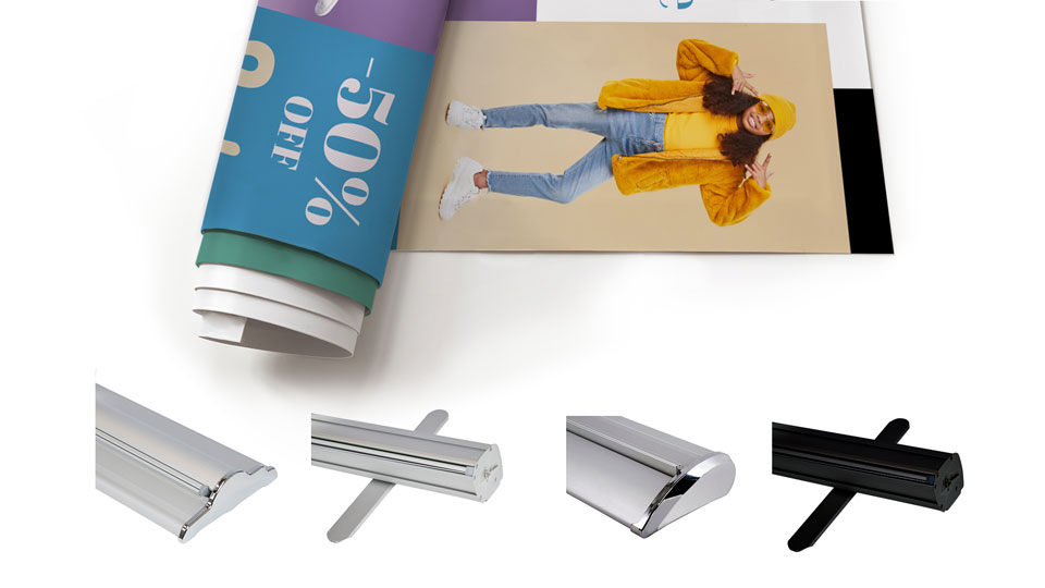 Types of base stands and UV-printed display for custom retractable banners