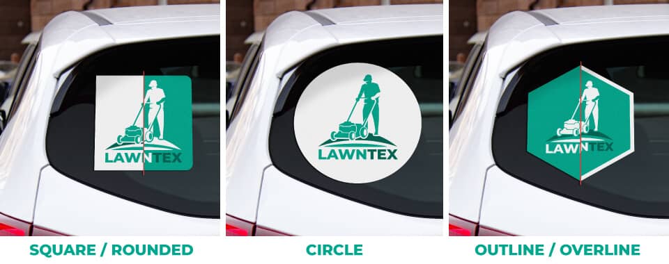 cutting options and different shapes of car window decals