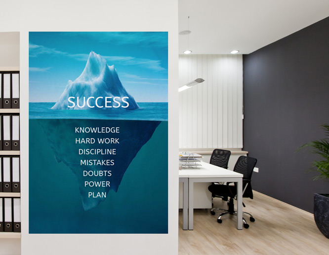Success iceberg meaningful wall art in blue for the workspace motivation
