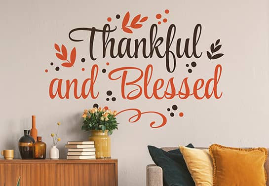 Thanksgiving wall art in orange and black
