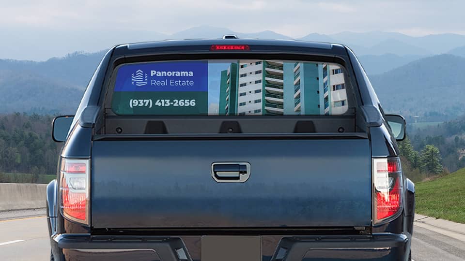 panorama real estate truck glass decal