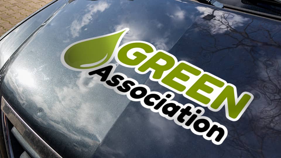 truck front and hood area decal for green associations