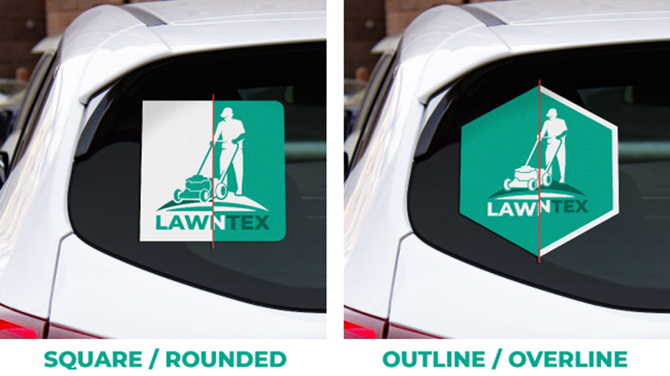 car window decal types based on its cutting options