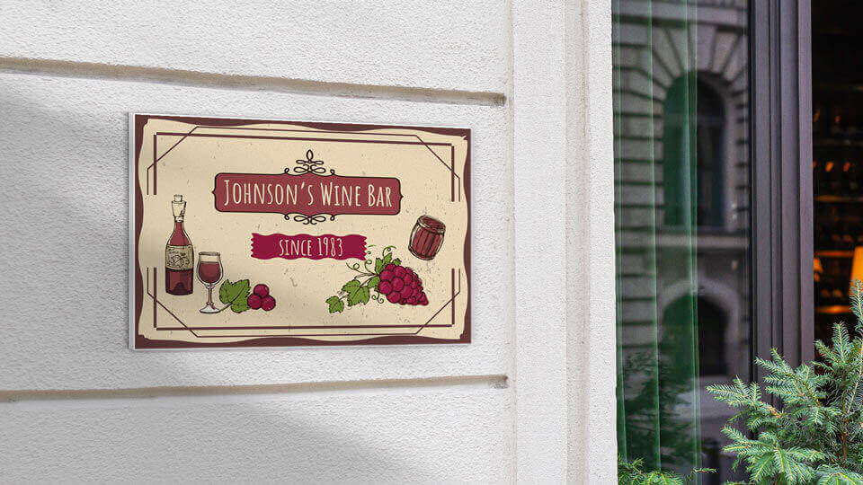 ultra board sign for a wine bar
