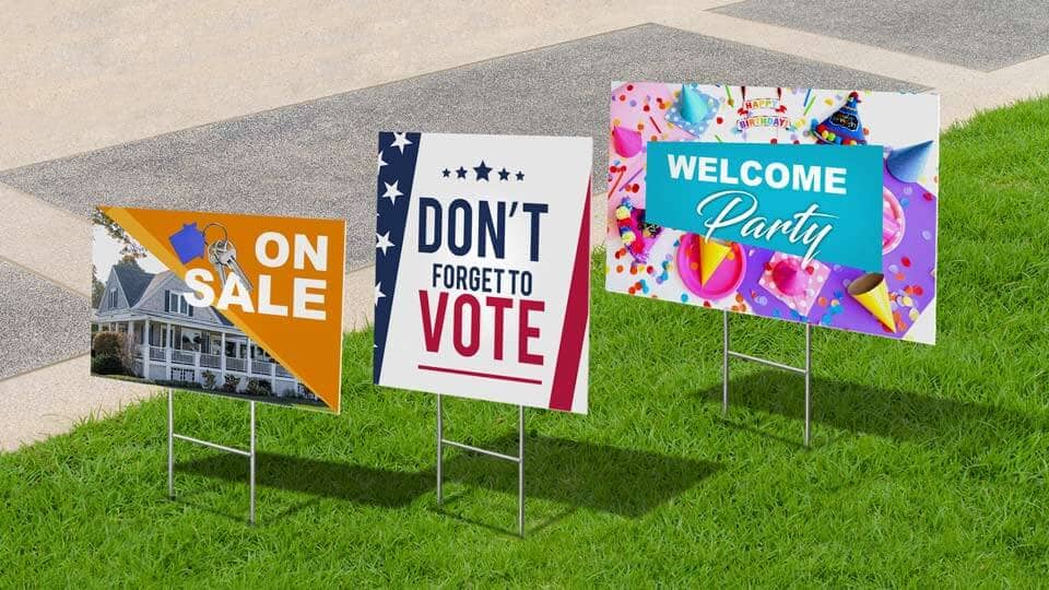 Yard sign printing in different thematics