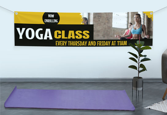 yoga vinyl banner girly home office