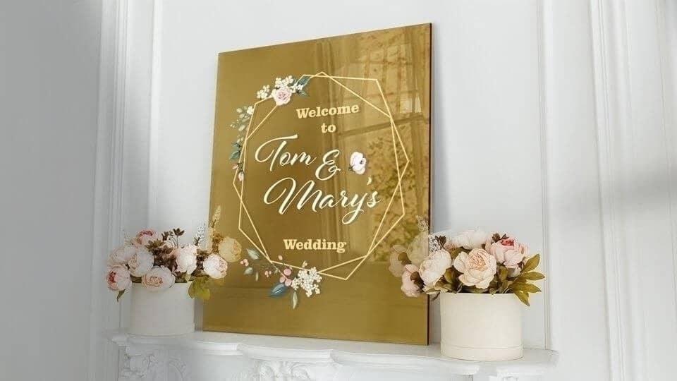 Gold acrylic signs