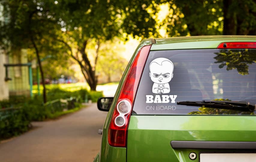 Baby on board car window decal