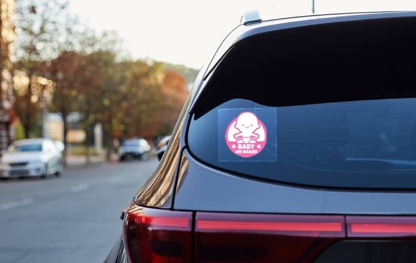 Baby on board clear car decal