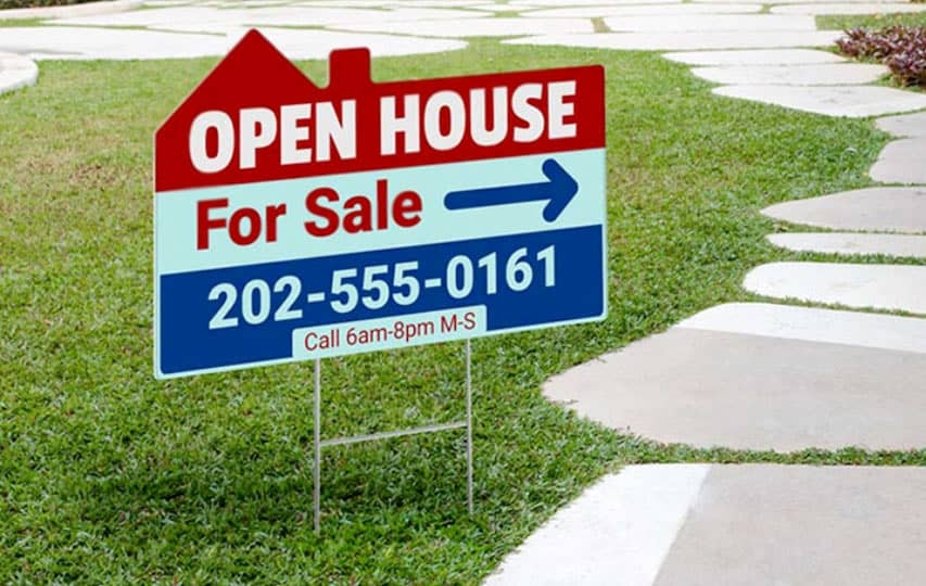 Directional open house sign