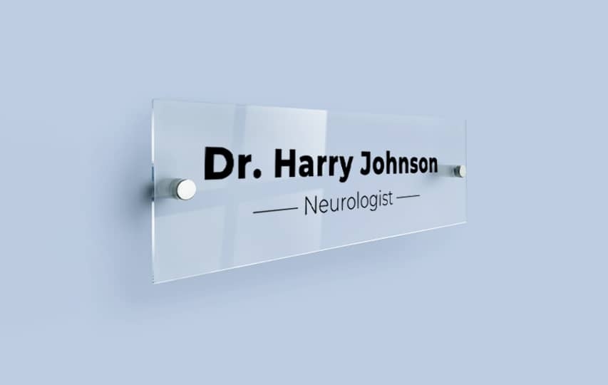 Dr harry johnson acrylic name plate