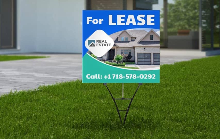 For lease corrugated plastic sign