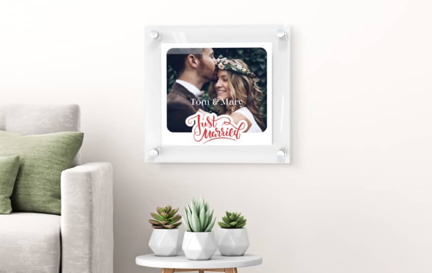 Just married acrylic photo prints