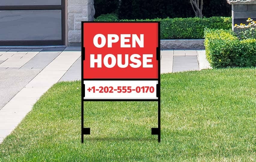 Real estate sign with frame