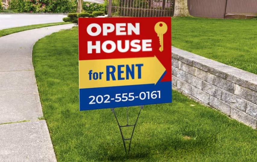 Renting open house sign