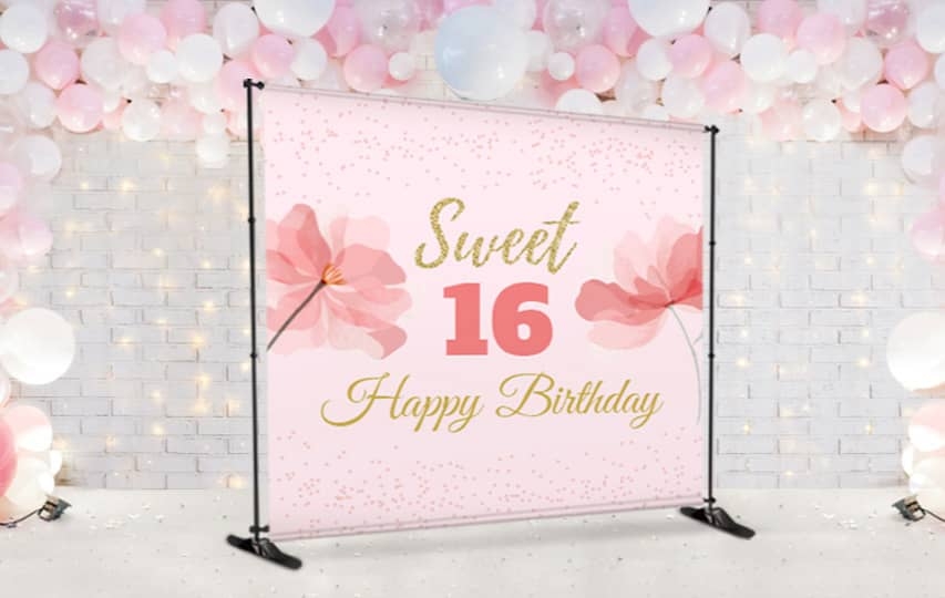 Sweet 16 birthday backdrop