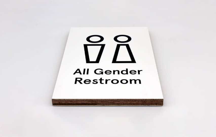 Wooden restroom sign