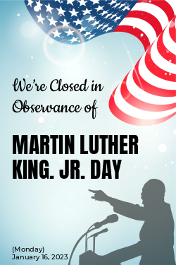 Closed in Observance of MLK Day Sign Template