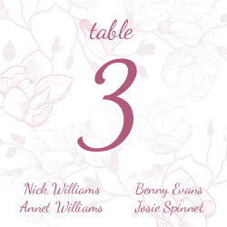 Wedding table number template