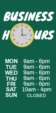 Business Hours Template on a green background