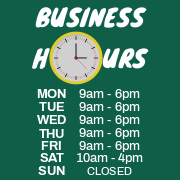 Business Hours Template on a green background