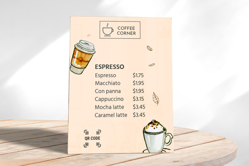 Custom acrylic signs for a menu board featuring mouth-watering dishes and daily specials