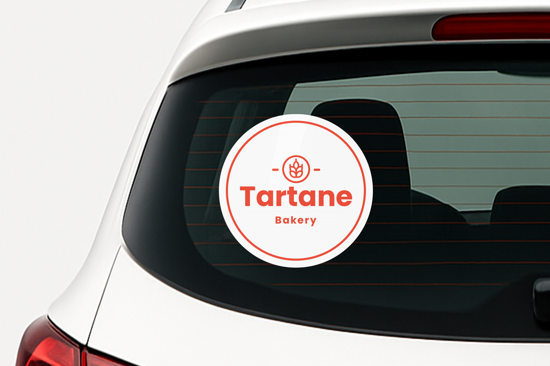 Car window decal personalized for business branding.