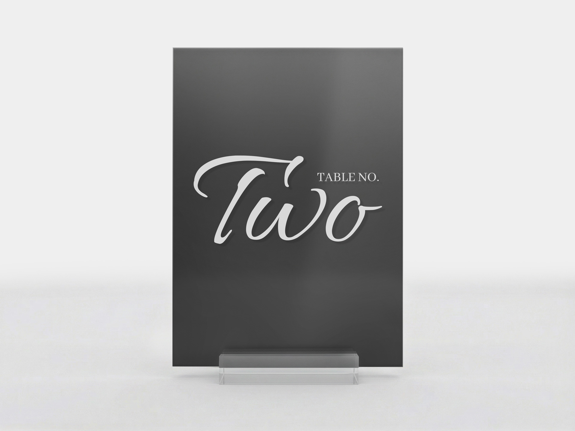 Black transparent acrylic table number with Table No—two design