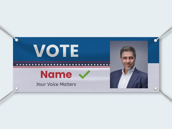 candidate blue and white banner