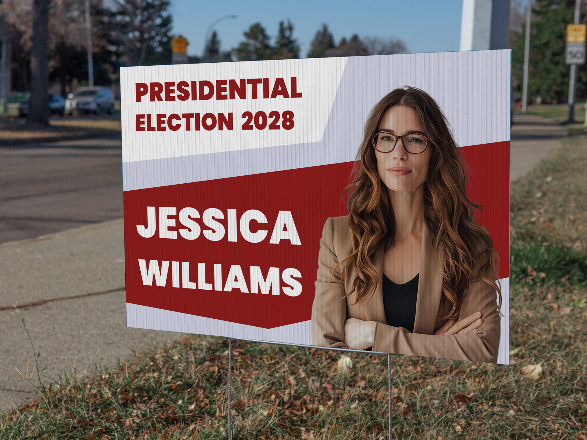 custom political yard sign featuring candidate photo